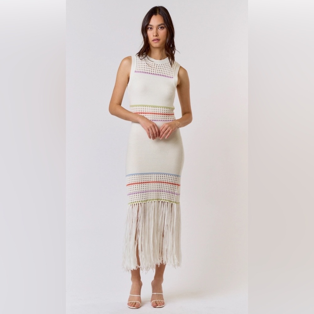 The Stripe & Fringe Sweater Knit Maxi Dress – NWT